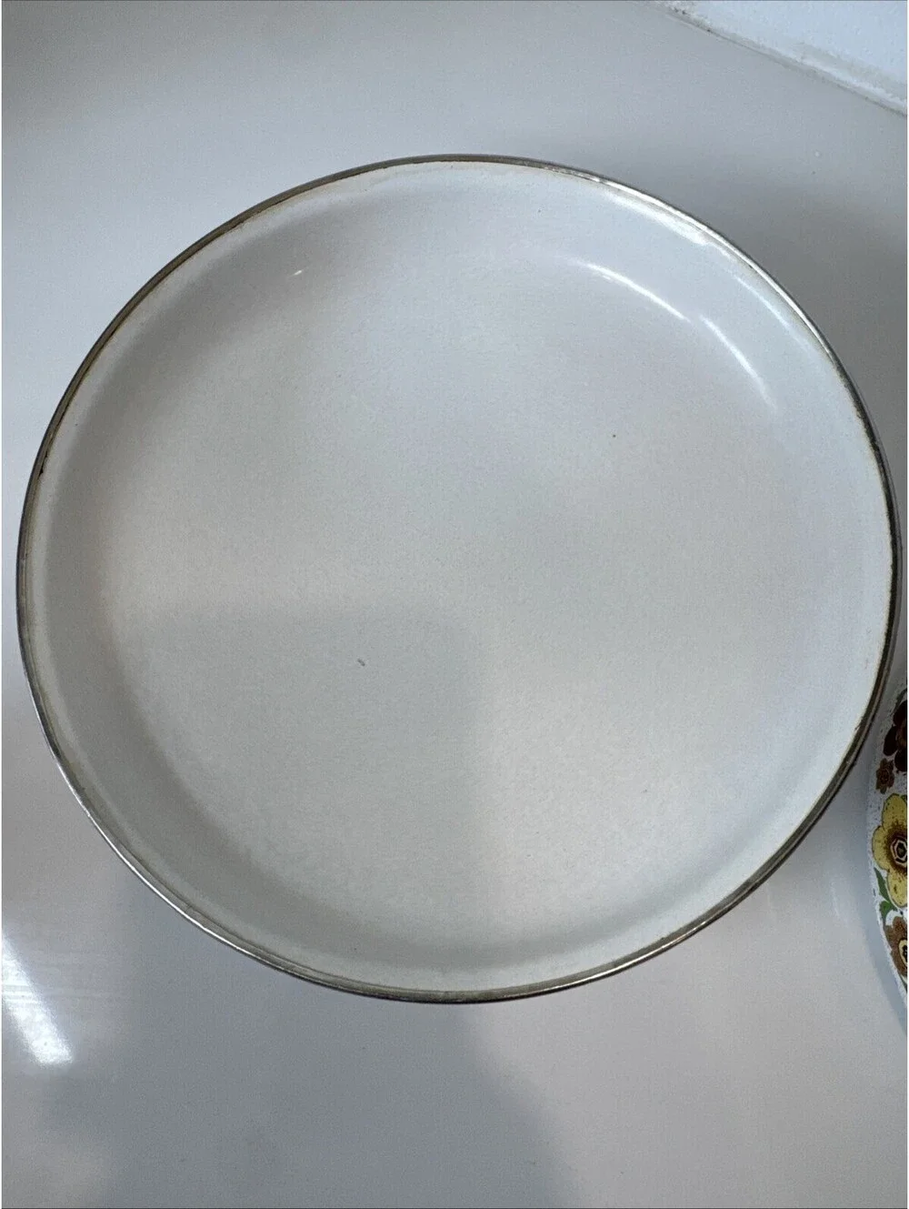 Vintage 1970's Harvest Blossom Enamel Floral Sautee Pan with Lid